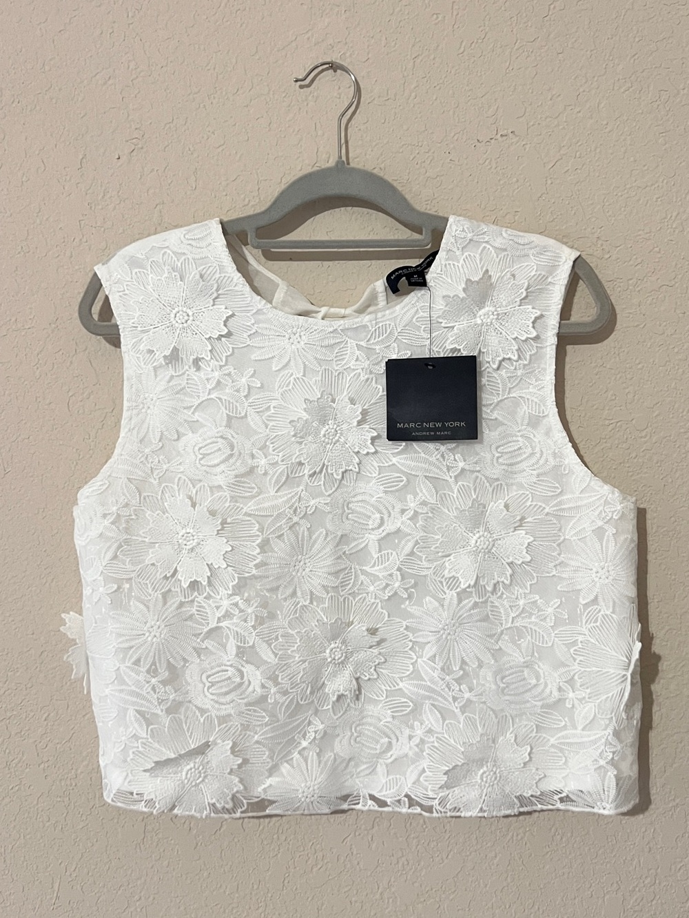 Marc New York White Floral Lace Top